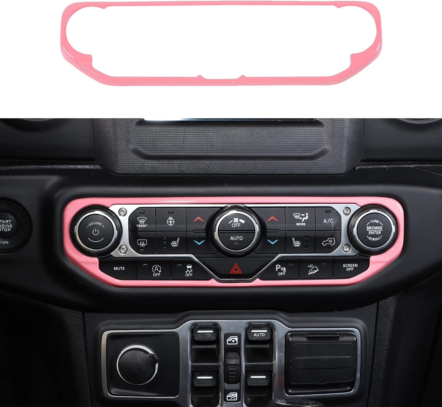 for Wrangler JL Center Dash AC Switch Cover Trim Frame Pink for Jeep Wrangler JL JLU Gladiator JT 2018-2023 Pink Interior Accessories