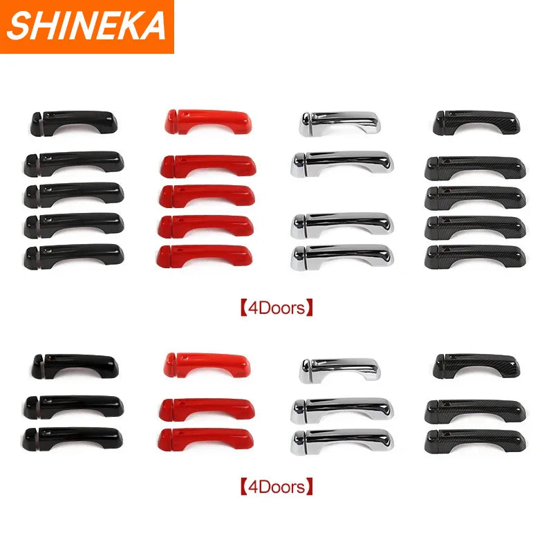 SHINEKA for Jeep Wrangler JL 2018+ ABS Exterior Side Door Handle Tailgate Handle Decoration Cover Stickers for Jeep Wrangler JL