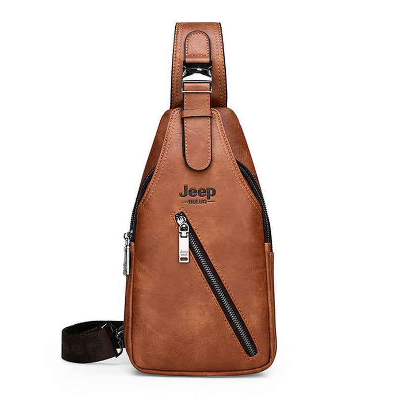 JEEPBULUO BRAND Chest Bag Men Sling Crossbody Bag Man'S Crossbody Bag Split Leather High Quality for Man
