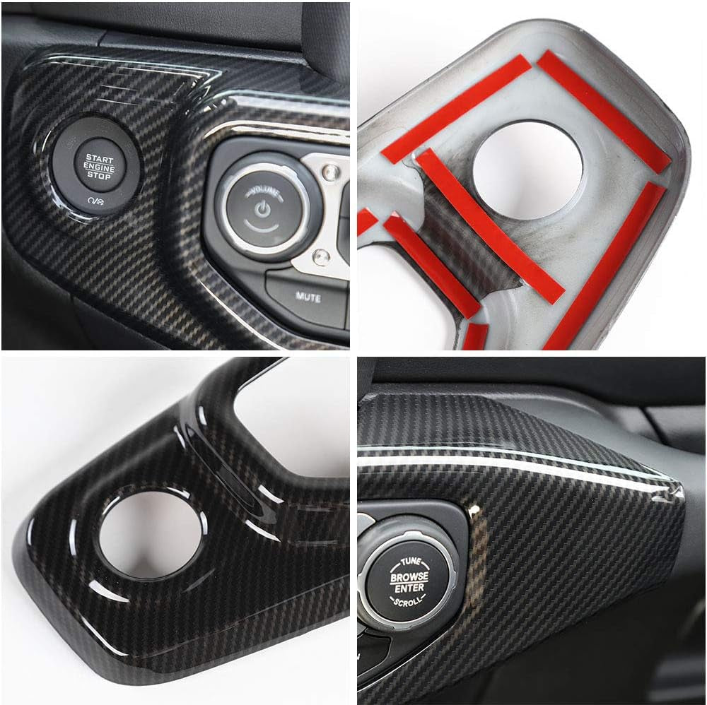 JL Air Conditioner Control Panel Trim Cover, Carbon Fiber Interior Accessories for Jeep Wrangler 2018-2023 JL JLU Gladiator JT