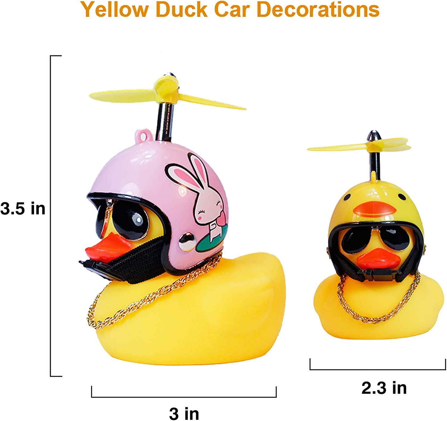 Duck Car Dashboard Decorations 3Pack Rubber Duck for Car Car Accessories Rubber Duck with Thruster Helmet Sunglasses, and Gold Chain Cool Ornaments
