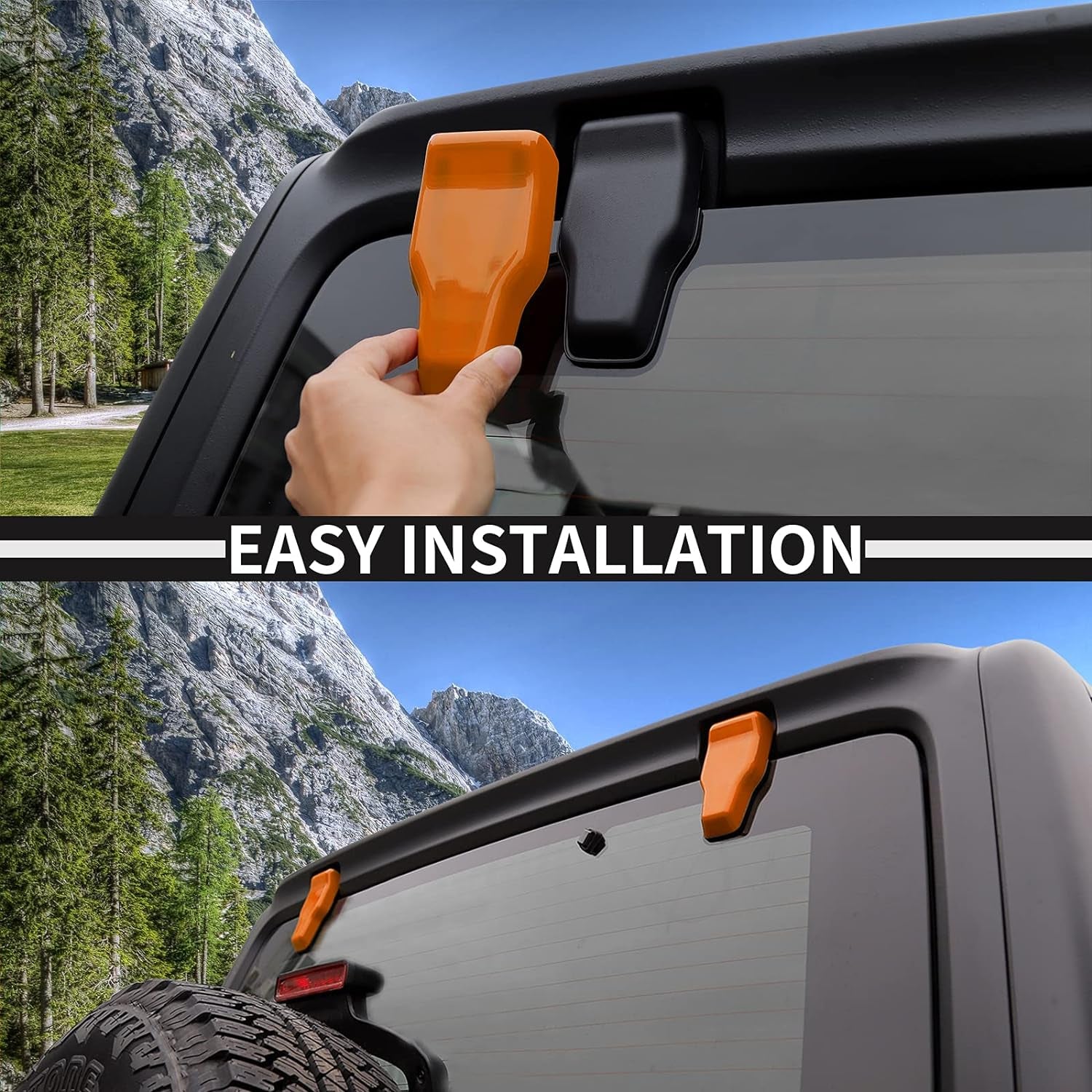 for Jeep JL Rear Window Right & Left Hinge Covers Trim for 2018-2023+ Jeep Wrangler JL JLU, Orange 2Pcs