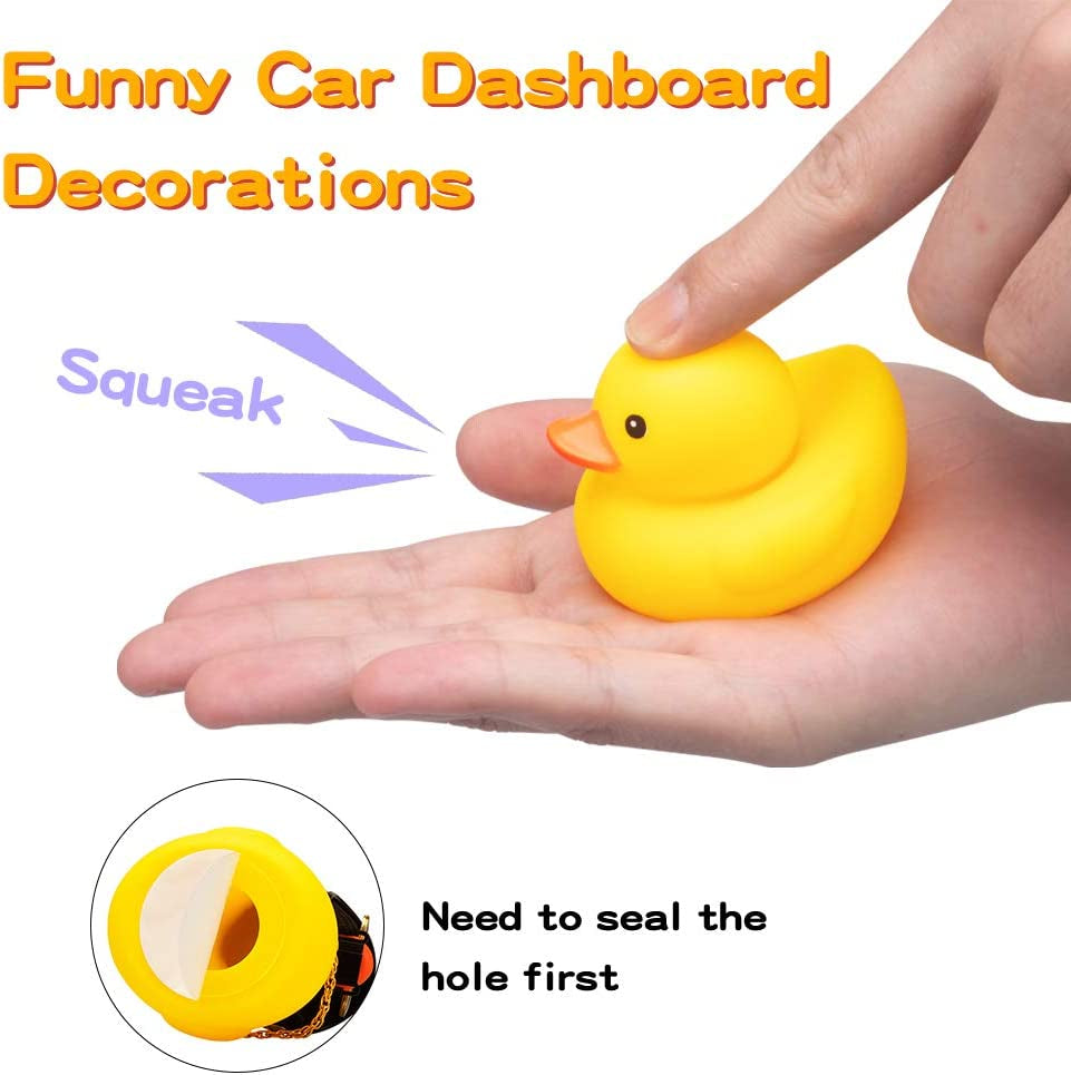 Car Duck, Rubber Duck Car Decorations, Dashboard 2Pack Small Duck Ornaments with Propellers Glasses Gold Chain