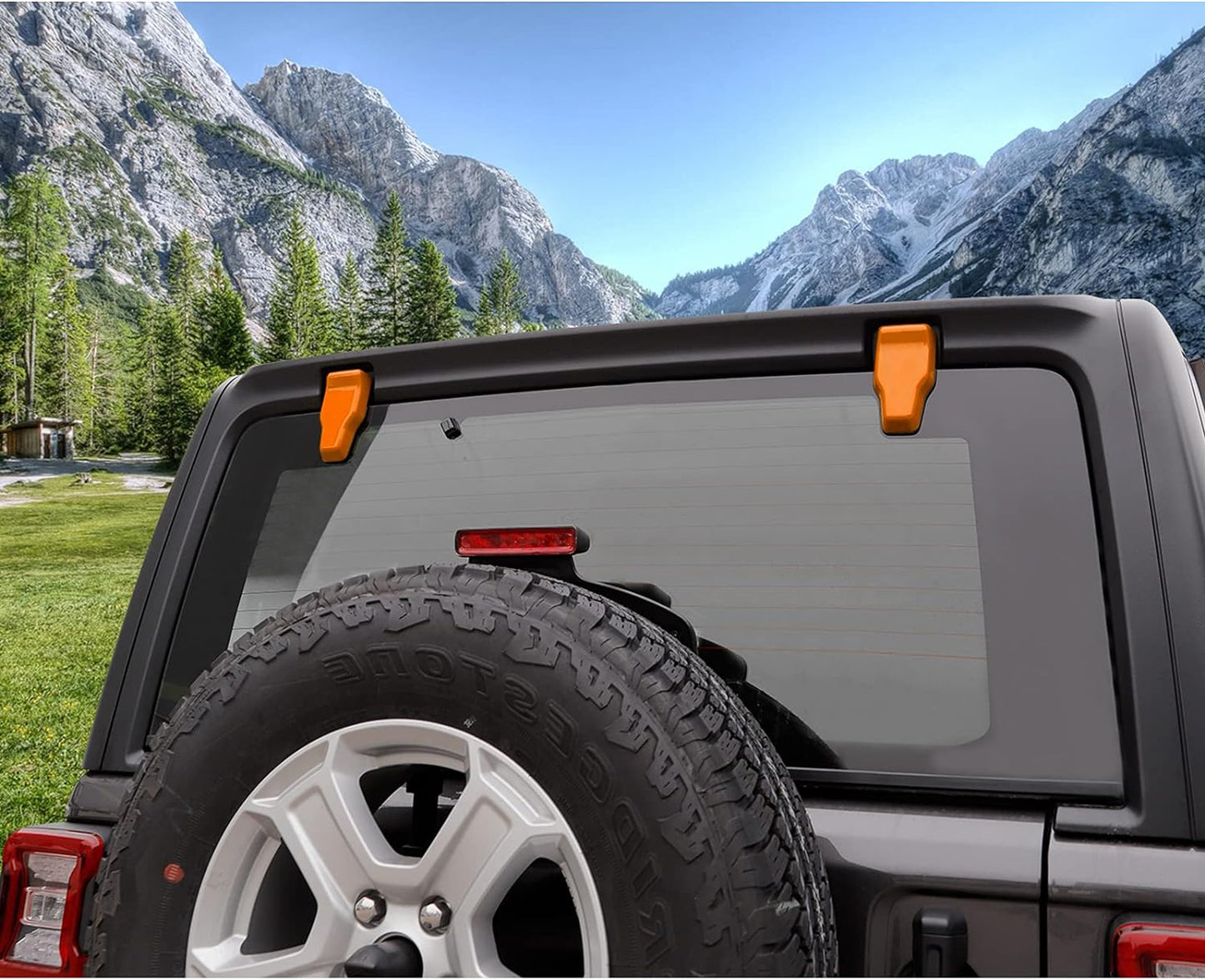 for Jeep JL Rear Window Right & Left Hinge Covers Trim for 2018-2023+ Jeep Wrangler JL JLU, Orange 2Pcs