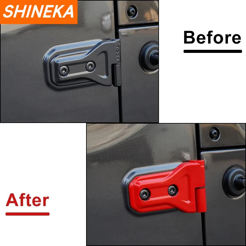 SHINEKA Exterior Accessories for Jeep Gladiator JT Car Door Hinge Protector Trim Cover Stickers Kit for Jeep Wrangler JL 2018+