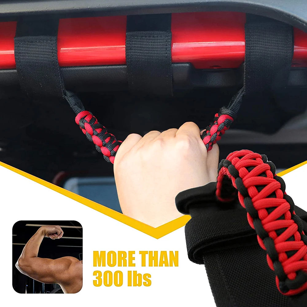 2 PCS Car Roof Handle Rope Grab Handles Grip Handle Fit for 1955-2020 Jeep Wrangler CJ YJ TJ JK JL for 2020 Jeep Gladiator JT