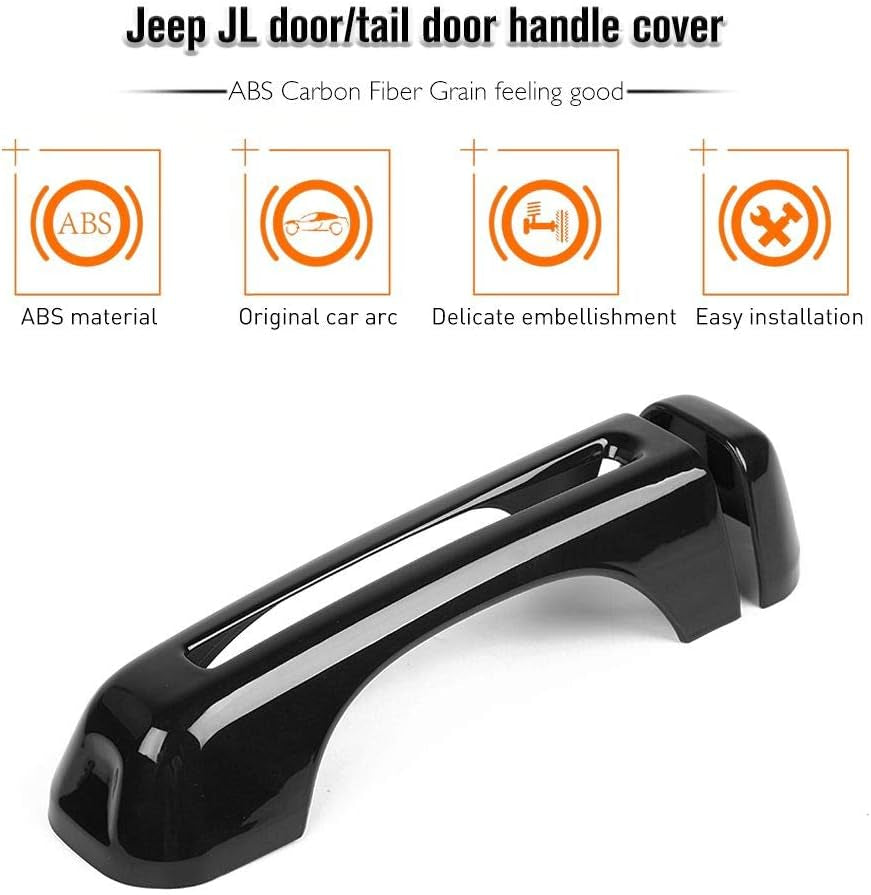 JL JT Door Handle Inserts Cover Kit & Tailgate Handle Cover for 2018-2021 Jeep Wrangler JL JLU, for Jeep Gladiator JT 2020-2021, Exterior Accessories, Black