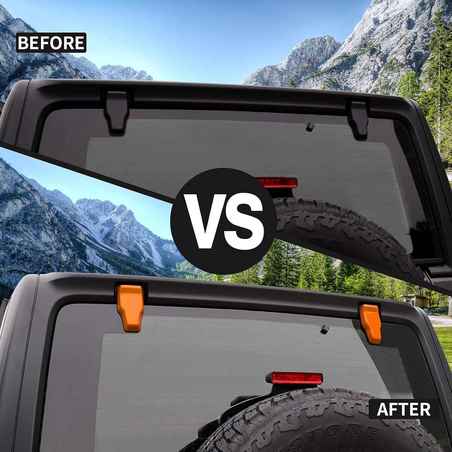 for Jeep JL Rear Window Right & Left Hinge Covers Trim for 2018-2023+ Jeep Wrangler JL JLU, Orange 2Pcs