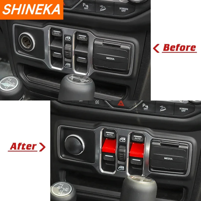 Interior Accessories for Jeep Gladiator JT 2018+ Car Window Control Button Decoration Sticker for Jeep Wrangler JL 2018+