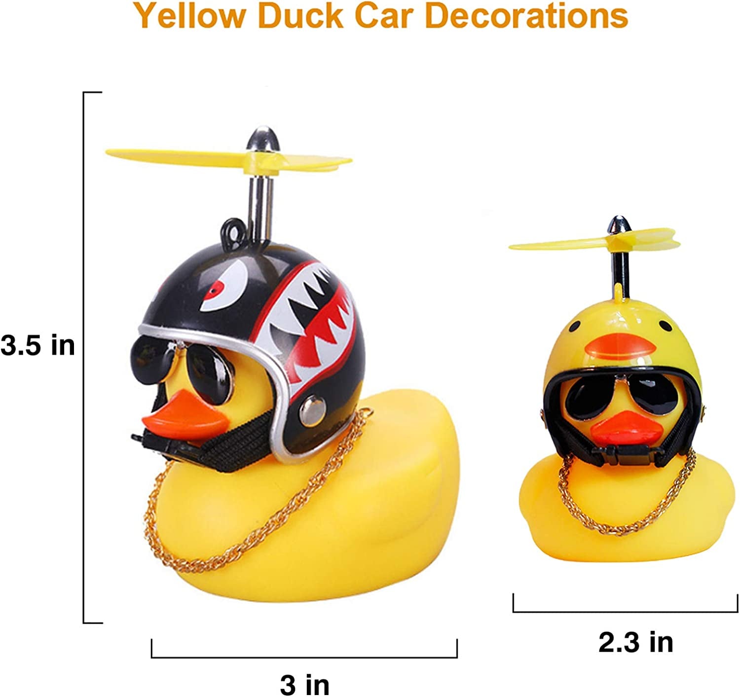 Duck Car Dashboard Decorations 3Pack Rubber Duck for Car Car Accessories Rubber Duck with Thruster Helmet Sunglasses, and Gold Chain Cool Ornaments