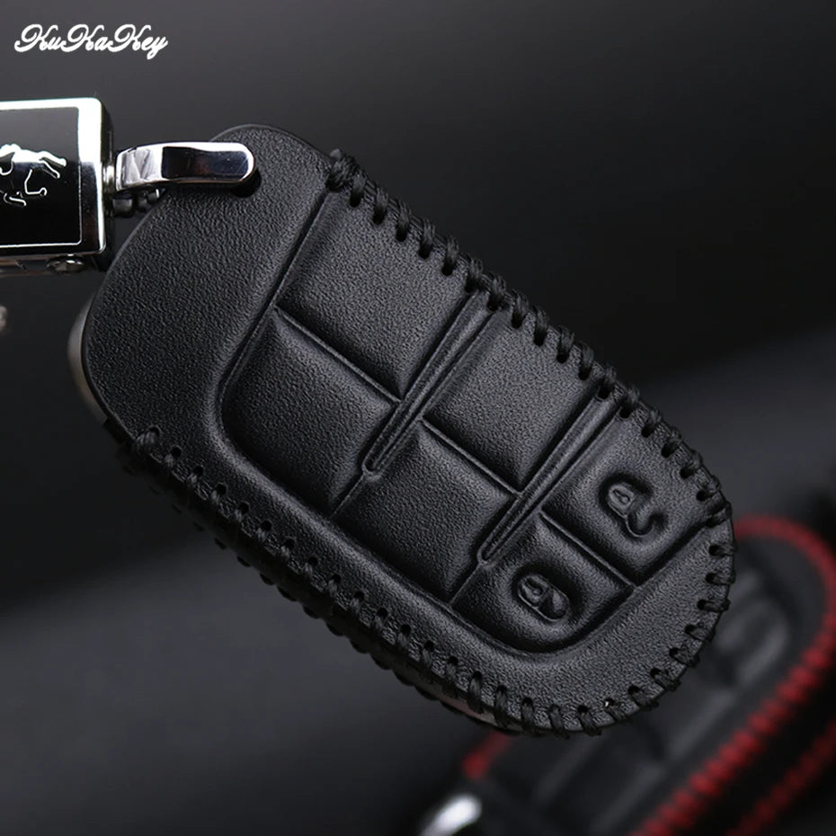 Leather Car Key Case Cover for Jeep Wrangler Patriot Grand Cherokee Compass Liberty Protection Key Shell Bag Only Case for Jeep