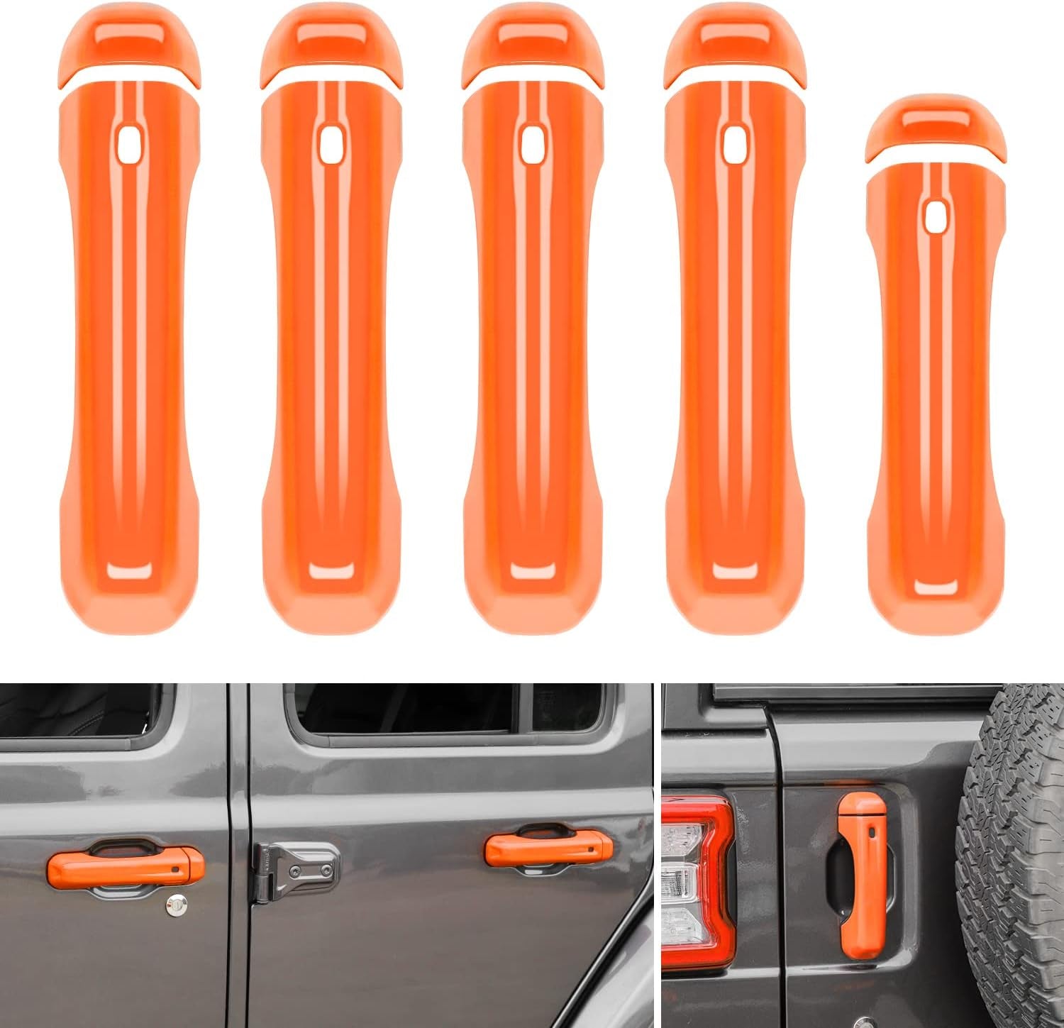 for Jeep JL Door Handle Cover Trim Tailgate Handle Cover for 2018-2021 Jeep Wrangler JL JLU Sports Sahara Freedom Rubicon 2-Door & 4-Door Exterior Accessories (Orange)