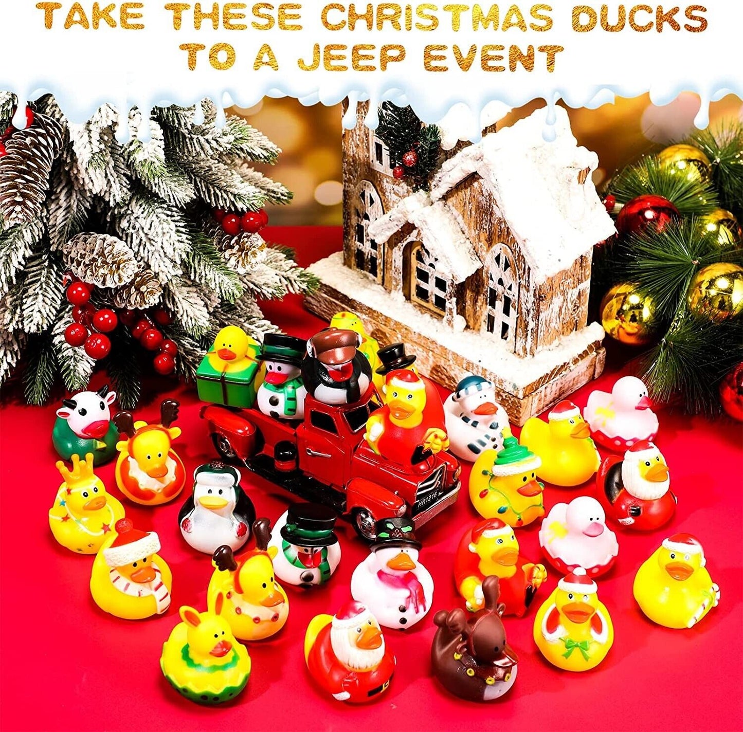 25 PCS Jeep Rubber Ducks in Bulk Assorted Duckies for Ducking Cruise Ducks