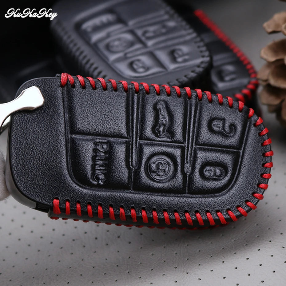 Leather Car Key Case Cover for Jeep Wrangler Patriot Grand Cherokee Compass Liberty Protection Key Shell Bag Only Case for Jeep