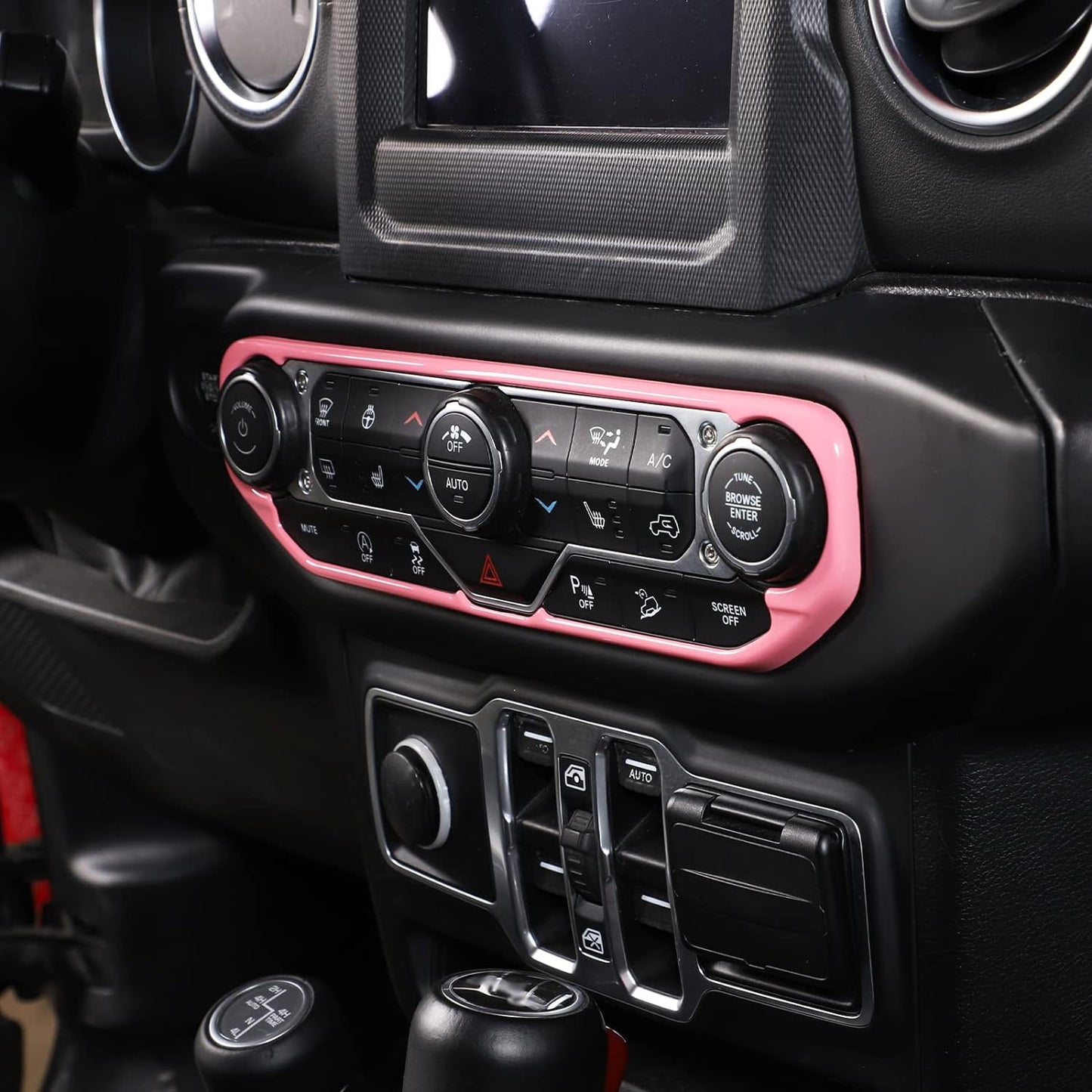 for Wrangler JL Center Dash AC Switch Cover Trim Frame Pink for Jeep Wrangler JL JLU Gladiator JT 2018-2023 Pink Interior Accessories