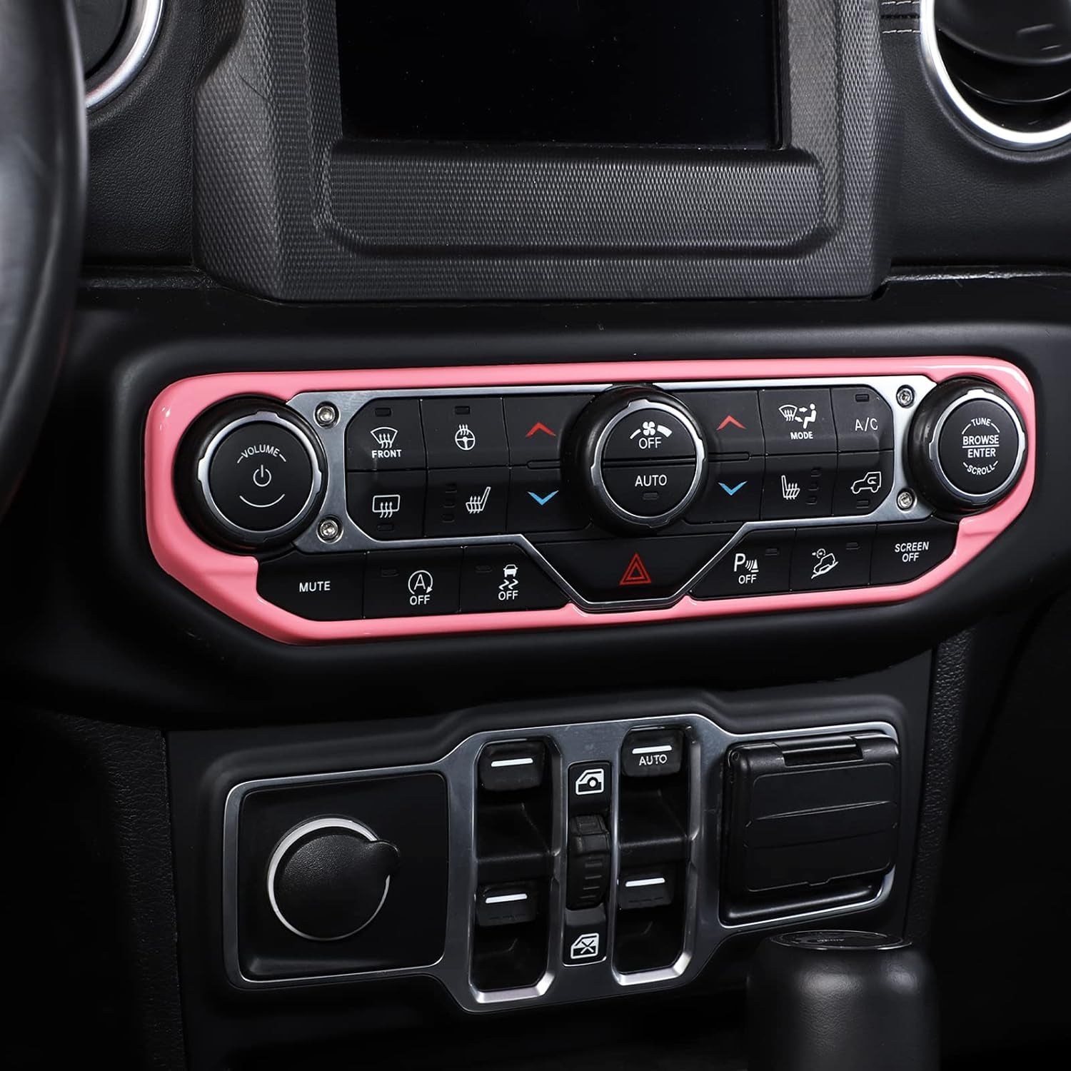 for Wrangler JL Center Dash AC Switch Cover Trim Frame Pink for Jeep Wrangler JL JLU Gladiator JT 2018-2023 Pink Interior Accessories